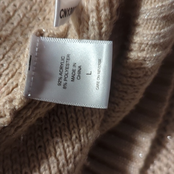 New York and Company Gold Shimmer Cowl Neck Sweater Large - Picture 9 of 12